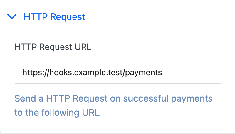 The HTTP Request section with the HTTP Request URL