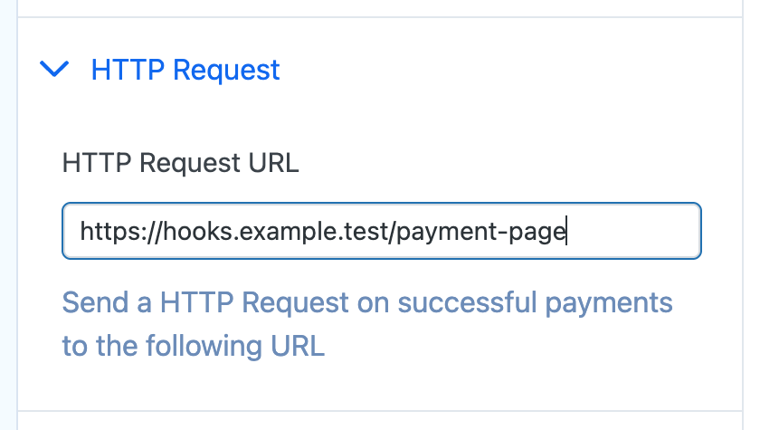 HTTP Request action URL in the Payment Page 1.5.3 form editor