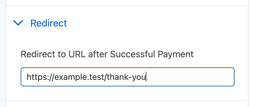 Redirect destination URL in the Payment Page 1.5.3 form editor