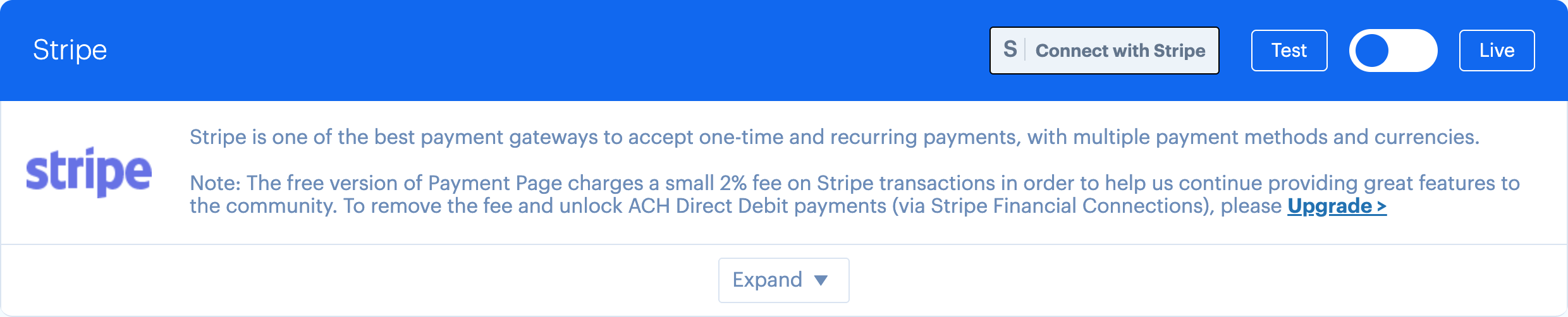 Stripe Connect pre-onboarding controls in a disconnected Payment Page 1.5.3 fixture